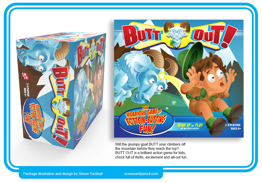 packaging art for a childrens action board game